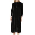 thumbnail image 1 of Women's Plus Size Velvet Long Dress Long Sleeve Crew-Neck Button Down Dresses Casual Solid Loose Long Dress, 1 of 6