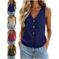 thumbnail image 1 of Women's Plus Size Vest Cozy V-Neck Knit Button Down Sleeveless Casual Sweater Vest for Layering & Daily Wear, 1 of 9