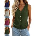 thumbnail image 1 of Women's Plus Size Vest Cozy V-Neck Knit Button Down Sleeveless Casual Sweater Vest for Layering & Daily Wear, 1 of 9