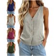 thumbnail image 1 of Women's Plus Size Vest Cozy V-Neck Knit Button Down Sleeveless Casual Sweater Vest for Layering & Daily Wear, 1 of 9