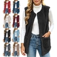 thumbnail image 1 of Women's Plus Size Vest Fleece Loose Fit Hoodless Sleeveless Casual Vest with Pockets for Layering & Daily Wear, 1 of 8