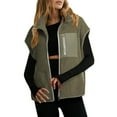 thumbnail image 1 of Women's Plus Size Vest Jacket Fall Sleeveless Coat Zip Up Outerwear with Pockets(Green L), 1 of 8