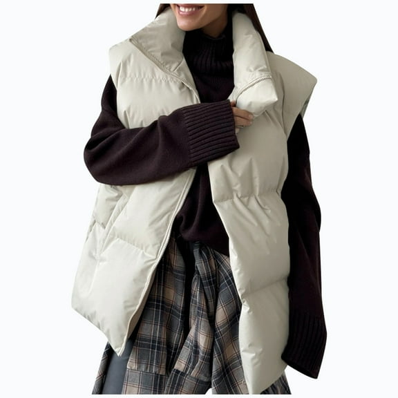 Women's Plus Size Vest Jacket Quilted Sleeveless Gilet Casual Outerwear for Fall Winter Commute Leisure Comfortable Lightweight