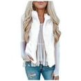 thumbnail image 1 of Women Pocket Zipper Solid Color Jacket Plush Sleeveless Lapel Vest Loose Coat, 1 of 2