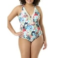 thumbnail image 1 of Women's Plus-Size Vintage Tropics Lace V-Neck One-Piece Swimsuit, 1 of 3