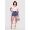 thumbnail image 1 of Women's Plus Size WAX Acid Wash Distressed Rolled Cuffed Shorts, 1 of 4