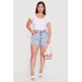 thumbnail image 1 of Women's Plus Size WAX Acid Wash Distressed Rolled Cuffed Shorts, 1 of 4
