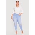 thumbnail image 1 of Women's Plus Size WAX Distressed Frayed Hem Skinny Jeans, 1 of 4