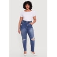 thumbnail image 1 of Women's Plus Size WAX Distressed Mom Jeans, 1 of 4