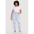 thumbnail image 1 of Women's Plus Size WAX Distressed Mom Jeans, 1 of 4