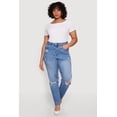 thumbnail image 1 of Women's Plus Size WAX Distressed Mom Jeans, 1 of 4