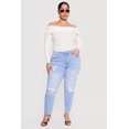 thumbnail image 1 of Women's Plus Size WAX High Waisted Distressed Mom Jeans, 1 of 4