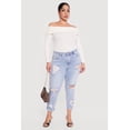 thumbnail image 1 of Women's Plus Size WAX Rolled Cuff Distressed Jeans, 1 of 4