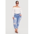 thumbnail image 1 of Women's Plus Size WAX Rolled Cuff Distressed Jeans, 1 of 4