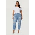 thumbnail image 1 of Women's Plus Size WAX Rolled Cuff Distressed Mom Jeans, 1 of 4