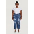 thumbnail image 1 of Women's Plus Size WAX Rolled Cuff Distressed Mom Jeans, 1 of 4