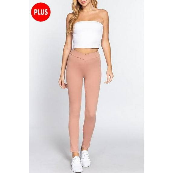 Women's Plus Size Waistband Mid Rise Stretch Ponte Pants