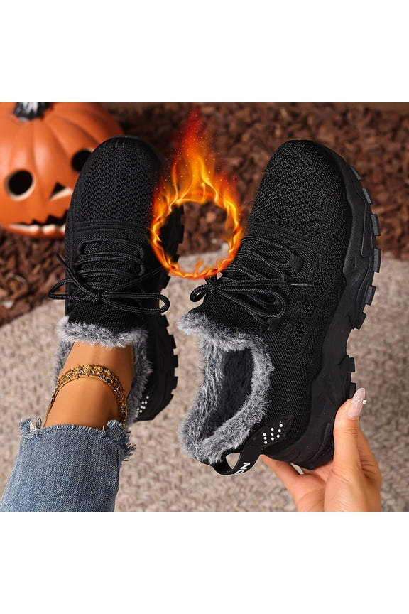 Women's Plus Size Warm Fleece Lined Boots, Casual Snow Boots for Fall & Winter, Comfortable Outdoor & Indoor Wear, Gift for Girls (Black,39)