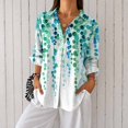 thumbnail image 1 of Women's Plus Size Watercolor Dot Print Button Down Shirt, Long Sleeve Collared Casual Blouse, 1 of 5