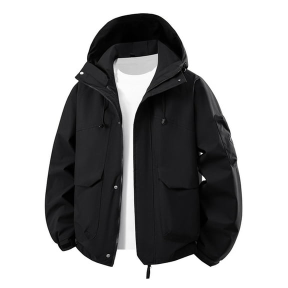 Women's Plus Size Waterproof Jacket Winter Windproof Warm Hooded Full Zip Button down Coat With Pockets