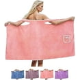 thumbnail image 1 of Women's Plus Size Wearable Shower Skirt with Straps, Soft Glow Wrap Bath Towel with Adjustable Halter, Quick Dry Absorbent Spa Bathrobe for Home and Travel, 1 of 7