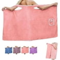 thumbnail image 1 of Women's Plus Size Wearable Towel Wrap | Long Shower Robe for Bath, Beach & Pool | Soft, Absorbent Microfiber Bathrobe with Secure Snap Closure (Pink, Large), 1 of 7