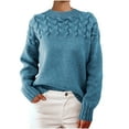 thumbnail image 1 of Women's Plus Size Weaving Textured Sweaters Loose Crewneck Long Sleeves Ladies Knitted Pullover Casual Sweater Tops, 1 of 6