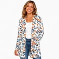 thumbnail image 1 of Women's Plus Size White Orange Floral Cardigan, Long Sleeve Open Front Tunic with Pockets, 1 of 8