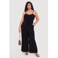 thumbnail image 1 of Women's Plus Size Wide Leg Cami Jumpsuit with Tie Waist Belt, 1 of 3