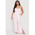 thumbnail image 1 of Women's Plus Size Wide Leg Cami Jumpsuit with Tie Waist Belt, 1 of 3