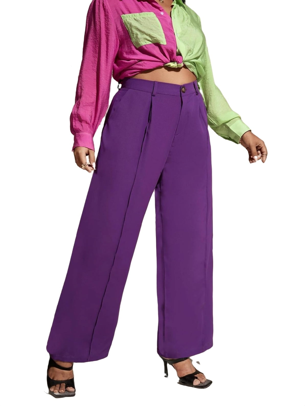 Ilona Rich Purple Geometrical Sequin Wide Leg Trousers – Rich Fashion