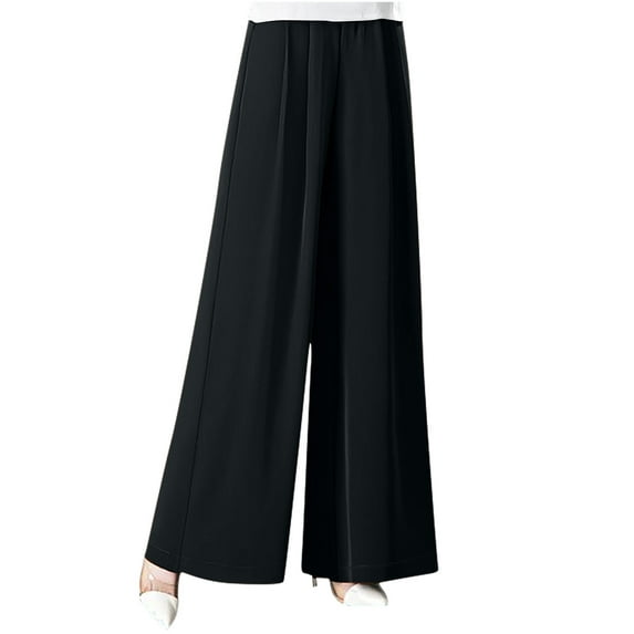 Women's Plus Size Wide Leg Lounge Pants with Pockets High Waisted Palazzo Trousers Floor Length Pants Straight Leg Trousers