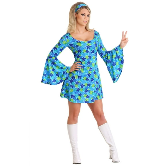 Women's Plus Size Wild Flower 70s Disco Dress Costume