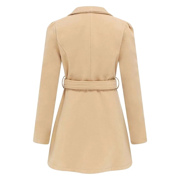 Women's Plus Size Winter Coat Double Peacoat Notched Lapel Elegant Trench Coat Warm Dressy Outerwear