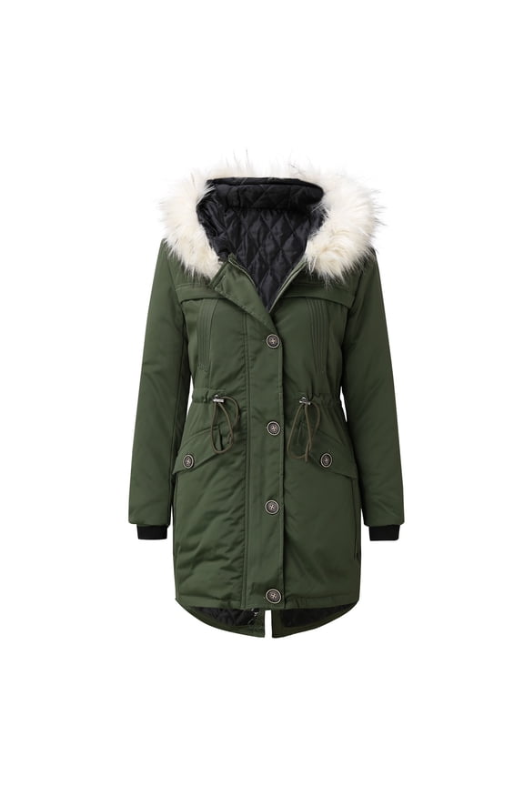 Women's Plus Size Winter Coat Recycled Puffer Jacket Warm Thicken Parka Overcoat with Removable Hood