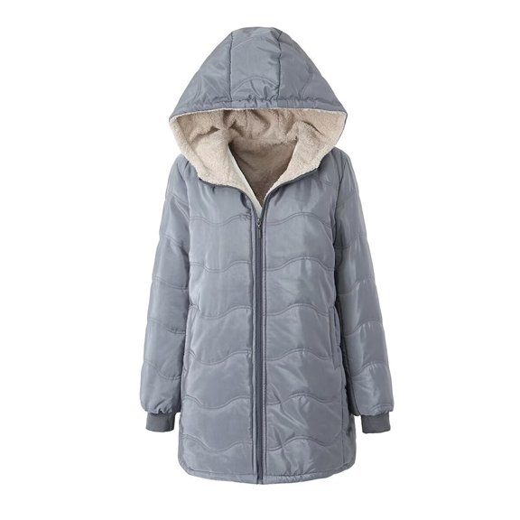 Women's Plus Size Winter Coat Recycled Puffer Jacket Warm Thicken Parka Overcoat with Removable Hood
