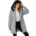 thumbnail image 1 of Women's Plus Size Winter Down Thickened Puffer Jacket Coat with Removable Faux Fur Hood Collar Long Heavy Puffer Jacket Outdoor Plus Size Winter Coats Black M-2xl, 1 of 8