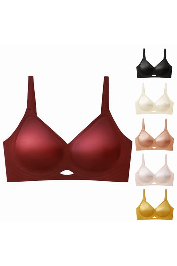 Women's Plus Size Wireless Bra Low Back Soft Support Lingerie, Thin Cup Breathable Underwear, Gathering Push Up Bralette, Seamless Smoothing Vest, Beautiful U Back Daily Top