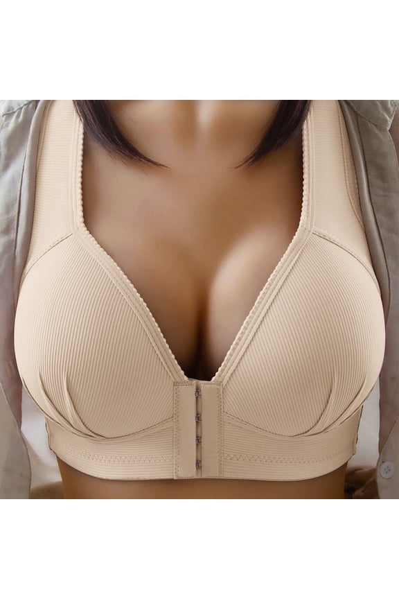 Women's Plus Size Wireless Bra for Large Bust, Thin Cup Side Gathering Anti-Sagging Comfort Bra for Middle-Aged Curvy Women(Complexion Size：38)