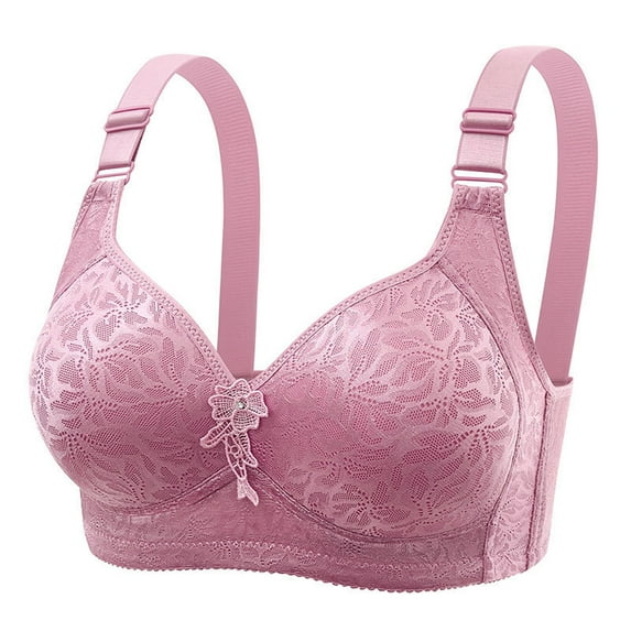 Women's Plus Size Wireless Comfortable Breathable Full Coverage Push Up Bra No Underwire Jacquard Lace Adjustable Brassiere