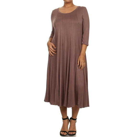 MOA COLLECTION Women's Plus Size Women's Jersey Knit A-Line Dress