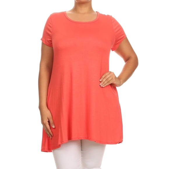 Women's Casual Plus Size Solid Color Blouse Tunic Top Shirt