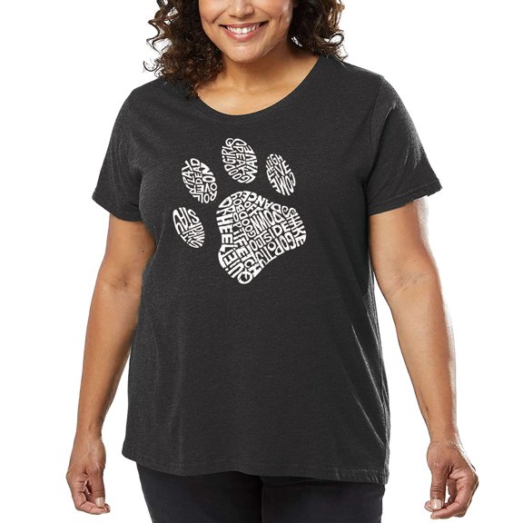 Women's Plus Size Word Art T-shirt - Dog Paw