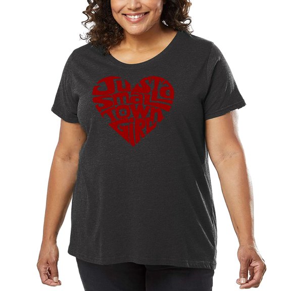 Women's Plus Size Word Art T-shirt - Just a Small Town Girl