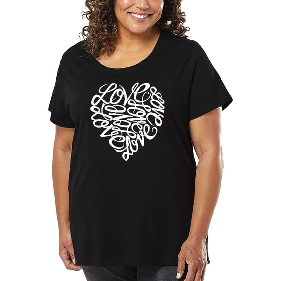 Women's Plus Size Word Art T-shirt - LOVE