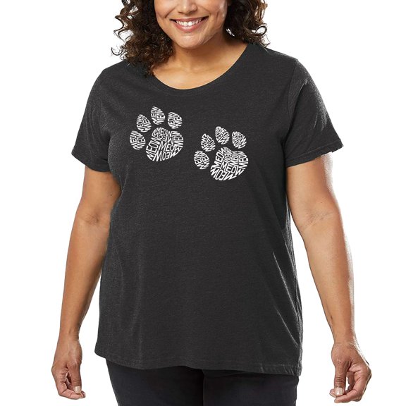 Women's Plus Size Word Art T-shirt - Meow Cat Prints