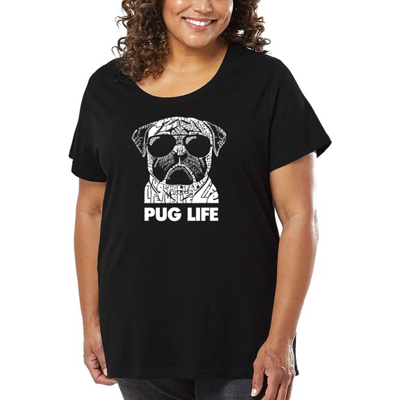 Women's Plus Size Word Art T-shirt - Pug Life