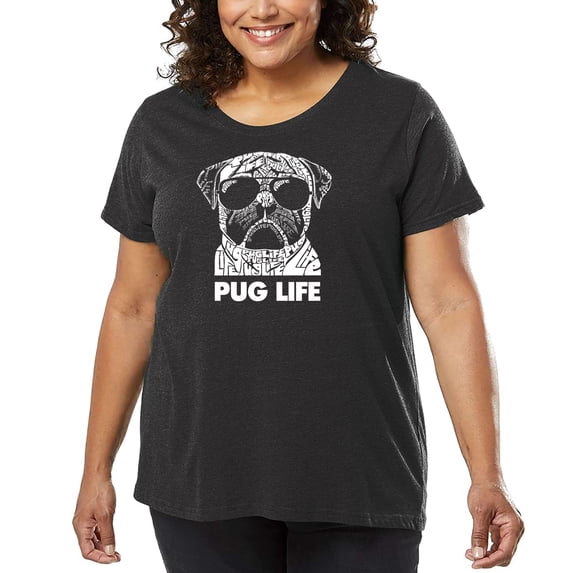 Women's Plus Size Word Art T-shirt - Pug Life
