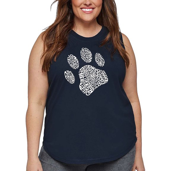 Women's Plus Size Word Art Tank Top - Dog Paw