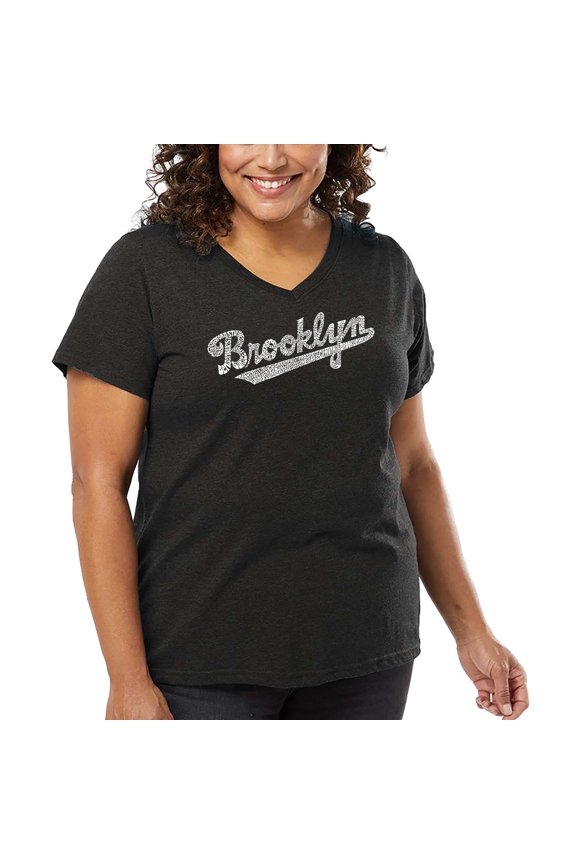 Women's Plus Size Word Art V-Neck - Brooklyn Neighborhoods